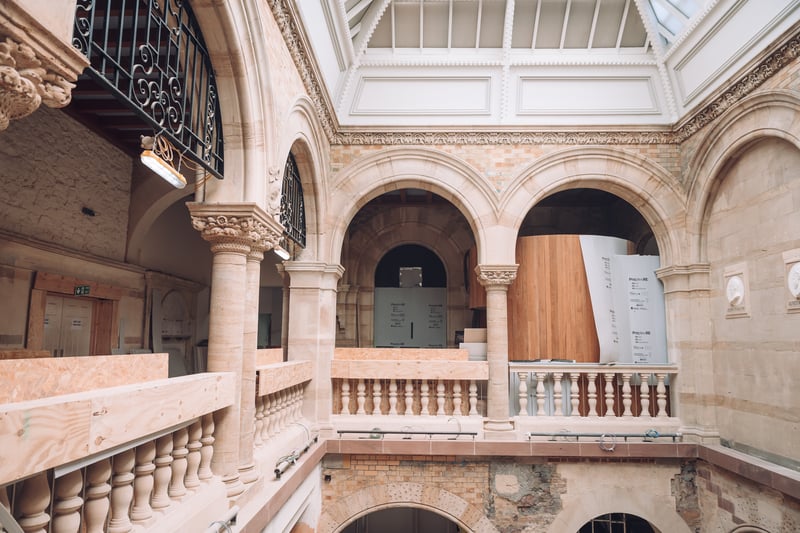 The hallway between the Lantern Hall and Beacon Hall sits within a beautifully restored arched floor space with stairs going down. At the bottom of the opening will be a bar area. (Credit: Giulia Spadafora, Soul Media)