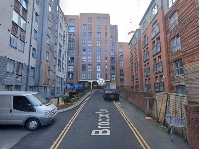 The joint-highest number of reports of drug offences in Sheffield in May 2023 were made in connection with incidents that took place on or near Brocco Lane, Sheffield city centre, with 10