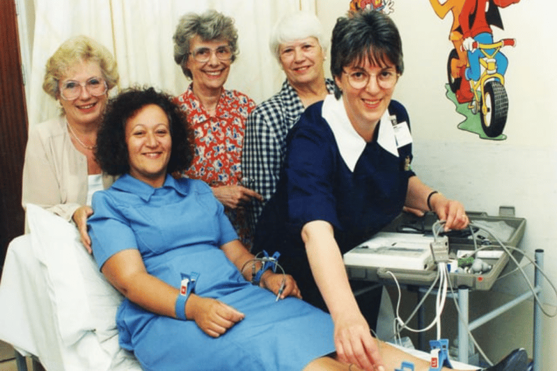 Members of the Boldon branch of the Womens' Royal Voluntary Service handed over almost £1,000 for a ECG machine in August 1994. Photo: Shields Gazette