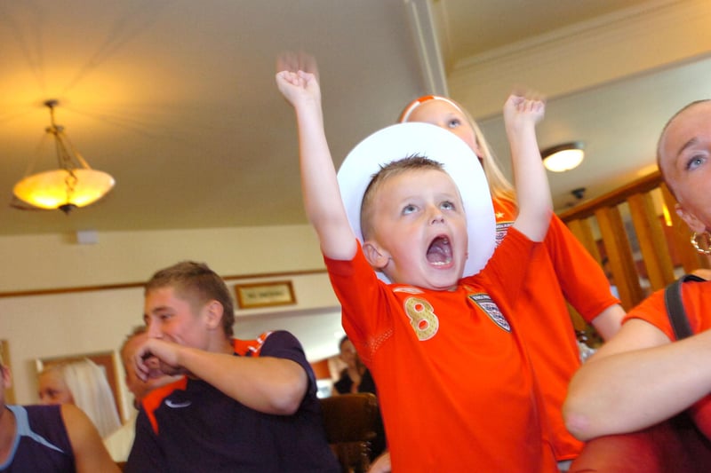 This young fan was delighted with an England goal at the 2006 World Cup. 
Back of the net if you remember this photo in the Chesters.
