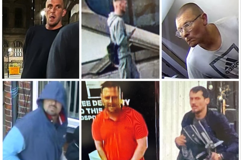 Pictured are six men police want to speak to, as part of ongoing criminal investigations into alleged incidents in Shefield 