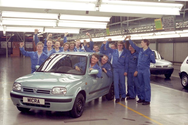 Nissan Micra was the car of the year in 1992 and these workers had every reason to celebrate.
