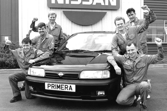 Delighted to export Nissan Primeras to Japan in 1991 were Patrick Hore, Chris Hindmarsh, Gary Turnbull, Lee Brooks, Tony Curry and Ian Ingram of Nissan.