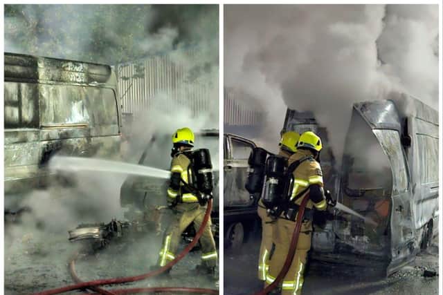 The scene in Parkway Drive, Darnall, after a fire broke out, involving 50 vehicles in the early hours of this morning (Wednesday, July 19, 2023). Picture: South Yorkshire Fire and Rescue 