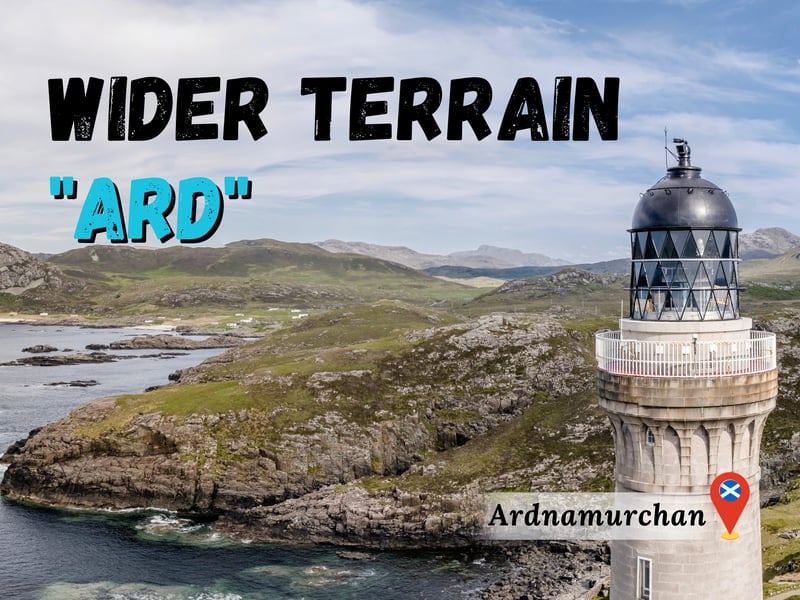 In keeping with the upland theme as we transition into terms for the wider terrain, we have “àrd” which denotes a high point. Pictured above is Ardnamurchan on the Scottish West Coast, by its components we get “ard-na-murchan” which becomes “height of the seals” as ‘Murchan’ comes from an old Gaelic term for Seals expressed like “sea dogs”.