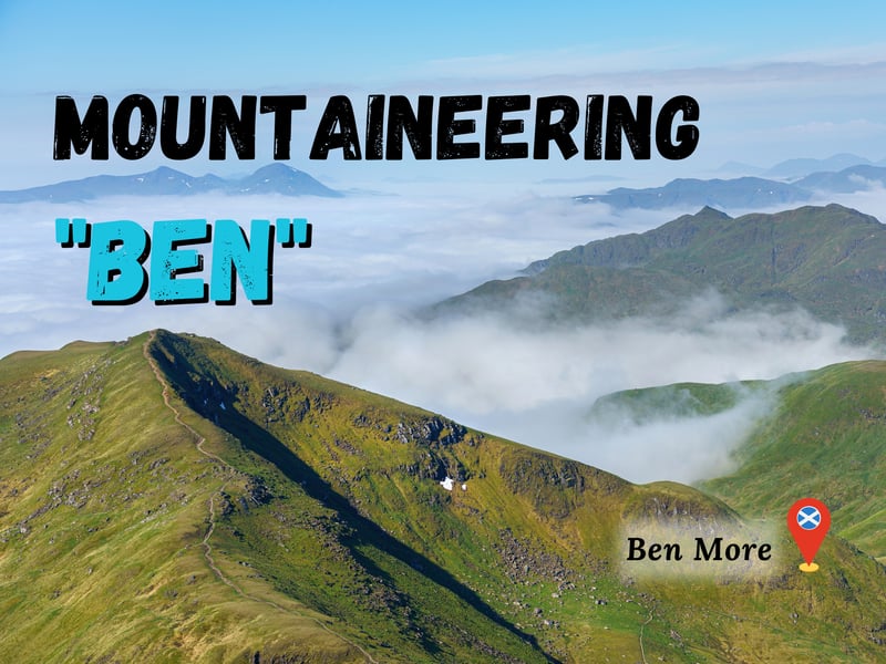 Thousands of hillwalkers flock to Scotland every year for its rich mountainous landscape, so we’ll start there. Many mountain names start with “Ben” e.g., Ben Nevis, Ben Lomond, or (seen above) Ben More. Ben or “Beinn” in Gaelic broadly refers to a mountain. For example, Ben More or “Beinn Mhòr” has the Mhòr adjective which means great or big so the name can become “the big mountain” (Scotland’s own “Big Ben”?)