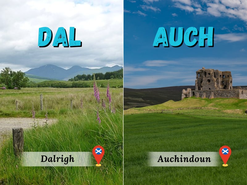 If you’re outstanding in your field then you may be in one of these (“ba-dum-tss”). Auch means field while Dal denotes a meadow which is a kind of field. Both examples have common Gaelic nouns. Dalrigh is anglicised from “Dail Rìgh” which means “King’s Field” - possibly because it was a battlefield in 1306 for Robert the Bruce, King of Scots. Auchindoun has that ‘doun’ for dùn which means fort. Thus, it is the field of the fort.