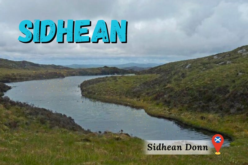 Speaking of Mythology, watch out for Sidhean or “Sìthean”. These are fairy dwellings. It comes from Sìth (pronounced like the English “she”) which means Fairy. It may sound charming but in Scottish folklore many fairies are described as murderous. Above, we see “donn” which denotes the colour brown i.e., the brown fairy dwelling.