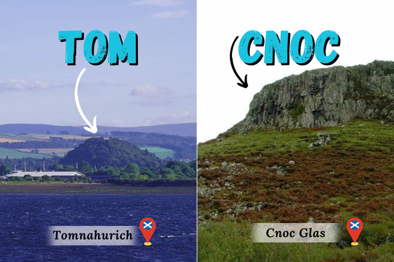 Gaelic has many words for similar concepts (e.g., forty words just for “bog”!) Here, both Tom and Cnoc refer to hillocks i.e., small hills. Tomnahurich or “Tom-Na-Hurich” is “Hill of Yew Trees” - as seen by the foliage. Meanwhile, Cnoc Glas is “Green Hillock” as seen by its colour. Cnoc is often anglicised as Knock e.g., Knockdon from “Cnoc Donn” (brown hill).