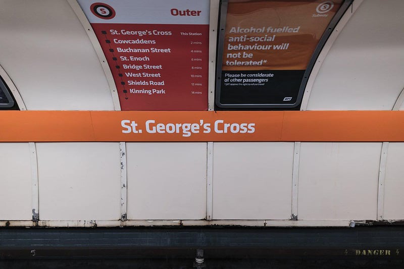 St George’s Cross station at the bottom of Maryhill Road was the eighth busiest Glasgow subway station with   555,334 entries per year. 