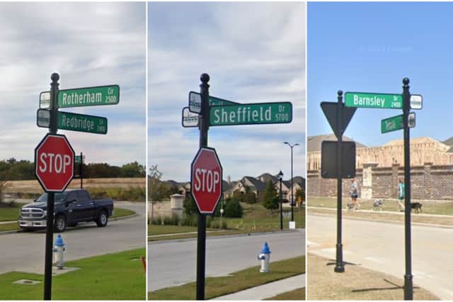 McKinney in Texas, US, has a number of streets named after US towns and cities, including Sheffield, Rotherham and Barnsley. Photo: Google
