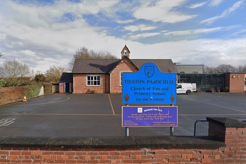 Tilston Parochial Church of England Primary School is the highest rated primary school in Cheshire. It has 124 pupils and a score of 336. It has a national rank of 8. 