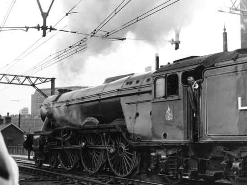 The Flying Scotsman passes through Sheffield's Victoria Station on May 27, 1969.