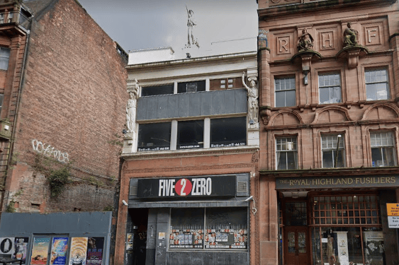 In 1912 the building became a cinema, the Vitagraph (later, the King’s Cinema), with major (principally internal) alterations carried out by John Fairweather in 1914. A lounge and tearoom were created within the Sauchiehall side. The building remains disused with some dampness accumulating at parapet level, with vegetation establishing in opening joints.