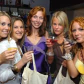 Michelle Snape, Amy Seller, Julie Gash, Emily Whitehead and Frances Walker drinking healthy cocktails at the Takapuna Bar on West Street, in Sheffield city centre 