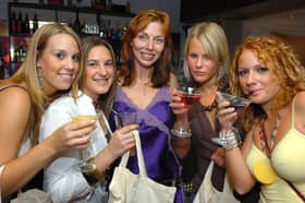 Michelle Snape, Amy Seller, Julie Gash, Emily Whitehead and Frances Walker drinking healthy cocktails at the Takapuna Bar on West Street, in Sheffield city centre 
