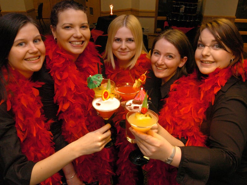Sheffield Hallam University Students launch their new cocktail, Shake It ,Slam It Shoot It, in April 2004. Picture shows Lisa Montgomery, Nicola Bradwell, Ailsa Cooke, Katy Alcock and Jill Easton.