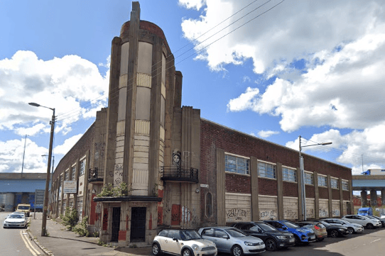 Built for Leyland Motor Co (address 5 Mauchline Street), there from 1922-1955. List excludes garages to rear with the building being an example of art deco Glasgow. Planning permission  to convert the site into catering kitchens was submitted in March 2023. 