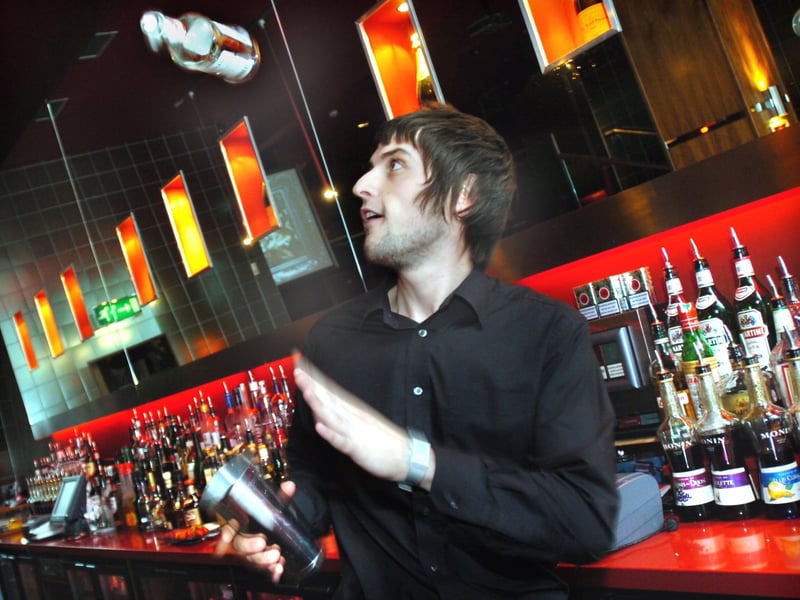 Jamie McLaren, from 23 Bar & Restaurant, in West One, Sheffield city centre, shows off his skills after making it through to the finals of a national cocktail competition