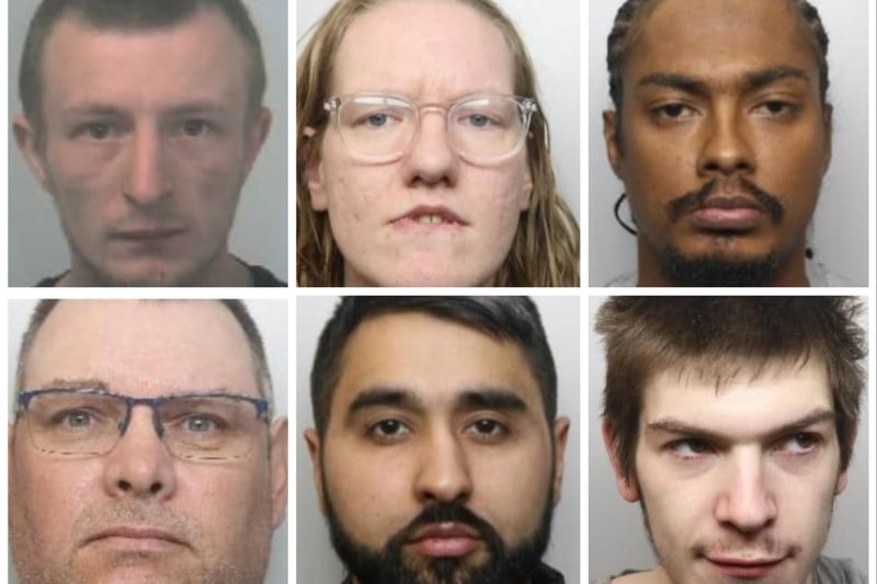 The defendants pictured here have all been jailed during here during July 2023. 
Top row, left to right: Graeme Reed; Katie Bell; Marcus Hamlin
Bottom row, left to right: Steven Turner; Mohammed Abdullah and Tyler Hirst