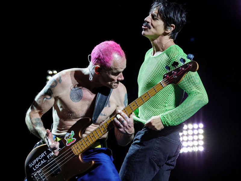 After an opening jam between John and Flea, the Chilis opened with 1999 hit Around the World from Californication.