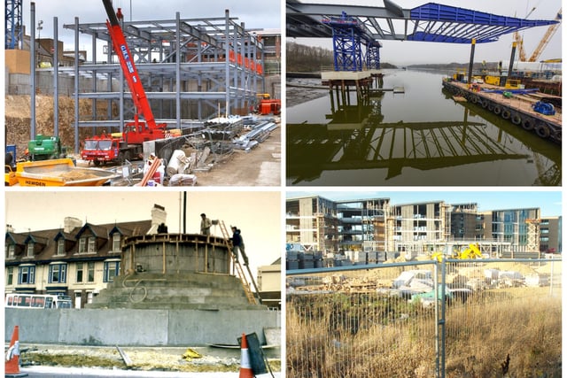 Some of Sunderland's most recognised structures during their construction phase.