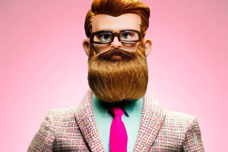 Frankie Boyle in all his bearded glory as a Ken doll
