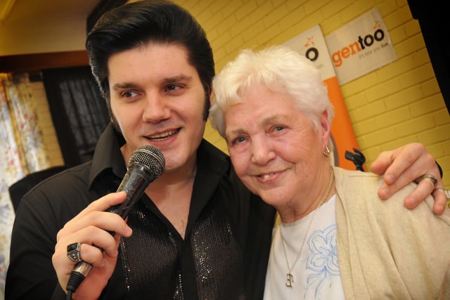 Entertainer Eddy Popescu looked superb as Elvis and here he is pictured with Edith Horne, 83, in 2014.