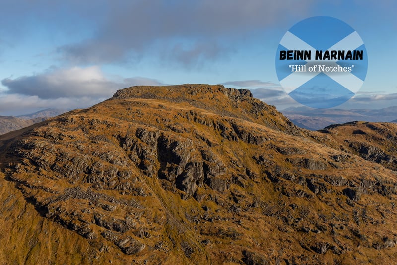 Beinn Narnain is a munro of the Arrochar Alps mountain range, its location means it is usually the first one to be bagged. It reaches a height of 926 metres.