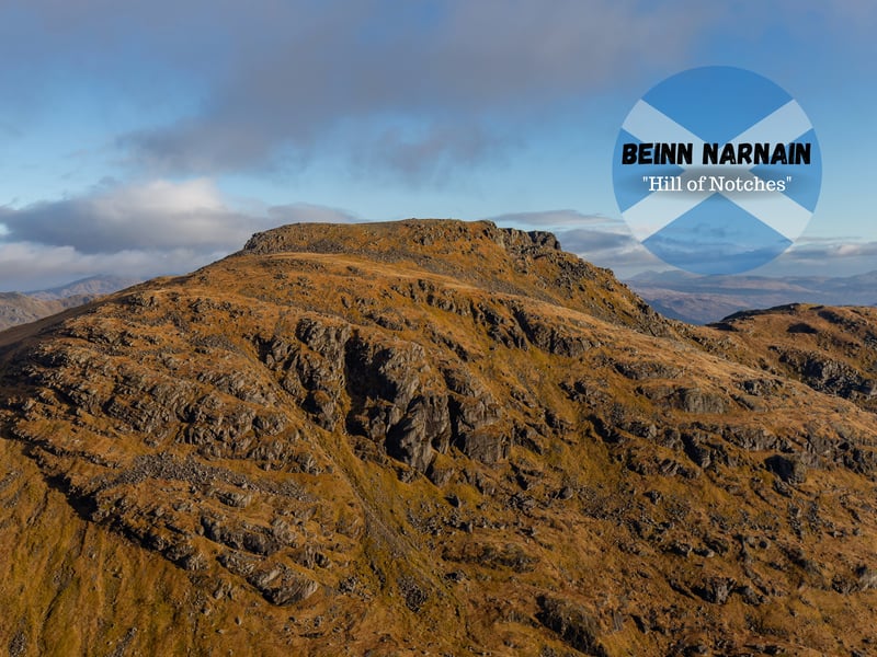 Beinn Narnain is a munro of the Arrochar Alps mountain range, its location means it is usually the first one to be bagged. It reaches a height of 926 metres.