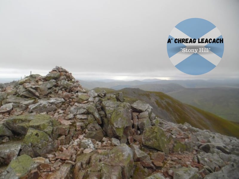 According to the Munro Magic website: “Creag Leacach is effectively a summit on the winding south-west ridge of Glas Maol, the flanks of the ridge being steep rocky slopes.” It stretches over 987 metres.