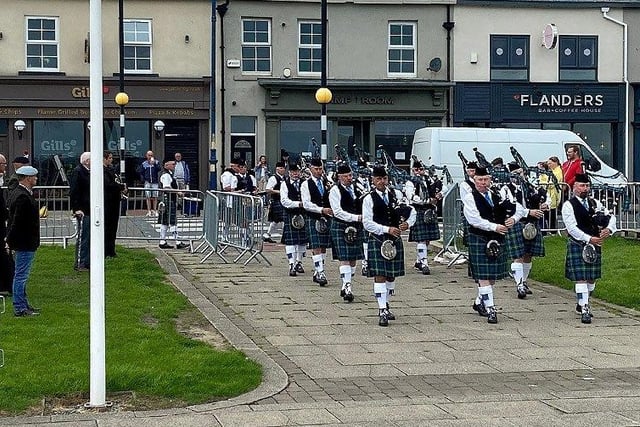 The parade at the start of the Armed Forces Day service in Seaham, in 2020.