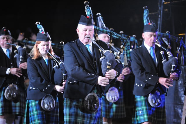 Houghton Feast's opening ceremony featuring Houghton Pipe Band in 2022.