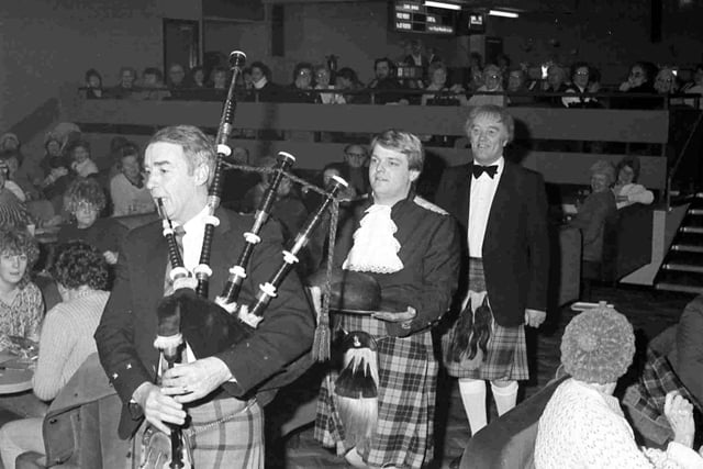 A full house for the piping in of the haggis at the Top Rank in Sunderland in 1983.