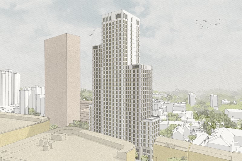 A 32-storey tower could be built on Broad Street but is only half the size of the building that was originally planned. Consent was given back in 2020 for a 61-storey tower but developers, Urban Vision, said the project was undeliverable. The building of 100m would consist of 294 apartments as well as shops, cafes, restaurants and businesses on the ground floor as well as communal amenities, such as co-working spaces and lounges.Urban Vision has acquired the spot on the corner of Broad Street and Ryland Street on a site currently occupied by office block Centennial House which will be demolished. Plans have been submitted for this development. (Credit - Urban vision)