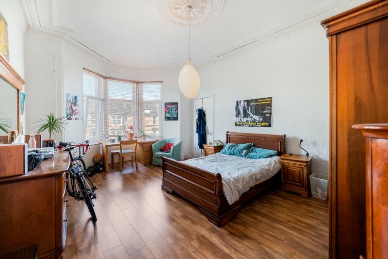 One of the great features about this bedroom is the bay window with leafy views. 