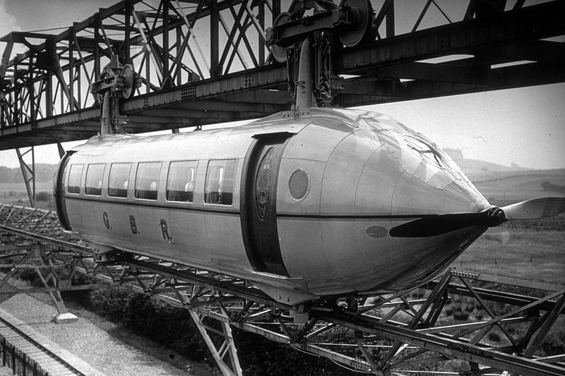 The Railplane was a mono-rail like concept - a prototype was built near Milngavie - though it never got picked up by the travel companies as they deemed it too impractical. The inventor, George Bennie, believed the railplane would be able to make the journey from Glasgow to Edinburgh in 20 minutes flat, reaching speeds of up to 150mph (although this was later lowered in estimations to around 120mph), something that’s not possible even today (at top speeds Scotrail trains reach around 125mph).