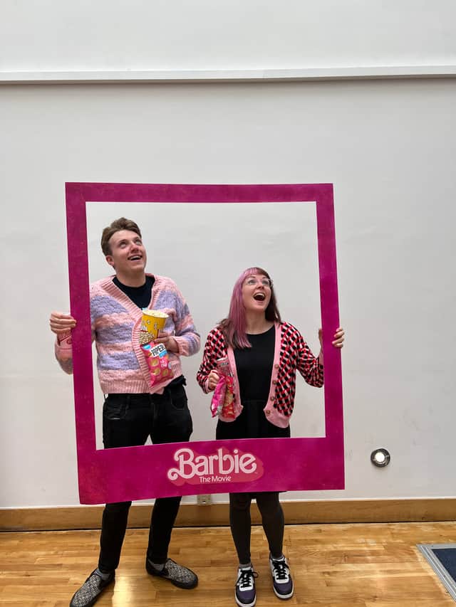 Audiences can take photos in the Barbie polaroid photo frame