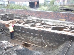 According to Birmingham City Council website, there were canal pumping engines at Ashted on the Digbeth Branch Canal, at Bowyer Street on the Warwick Canal, at Witton on the Tame Valley Canal and near Edgbaston Reservoir. The Ashted pumping station was built in 1812 on the north side of the Digbeth Branch Canal, near Ashted Locks. The Boulton and Watt steam engine here worked continuously until 1928, when it was bought by Henry Ford following his visit to Birmingham that year. It was dismantled and taken to Ford’s museum in Dearborn near Detroit in the United States. The pumping station is gone but excavations revealed the well-preserved base. (Photo - Birmingham City Council)