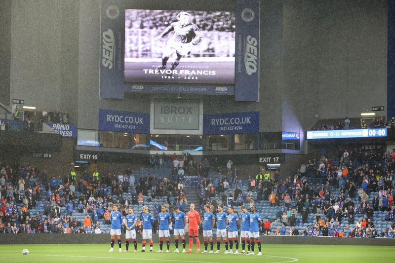 Ibrox fell silent ahead of kick-off for an impeccably observed minutes silence in memory of former player Trevor Francis, who passed away, aged 69 earlier this week. 