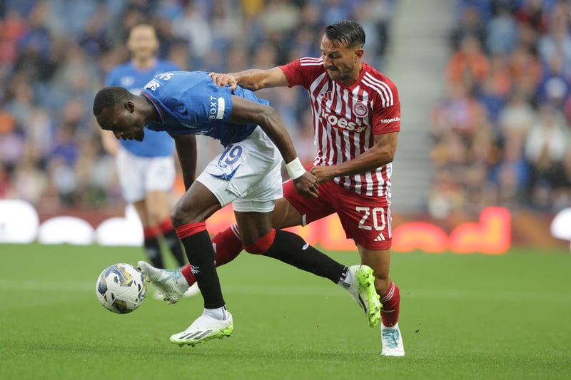 Brighton loanee Abdallah Sima fights to retain possession of the ball under pressure from Joao Antonio Antunes.
