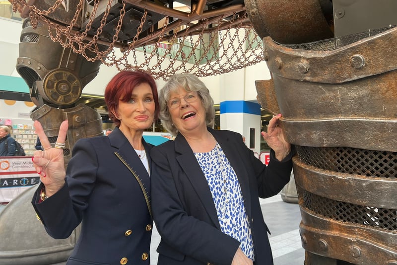 Sharon Osbourne was pictured with Ozzy Osbourne’s elder sister Jean while welcoming Ozzy the Bull to his permanent home at Birmingham New Street. (Photo - Network Rail)
