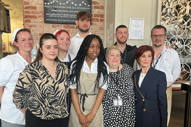 Sharon Osbourne visited All Bar One in Brindleyplace after watching the grand unveiling of Ozzy the Bull where she had photos with fans and staff