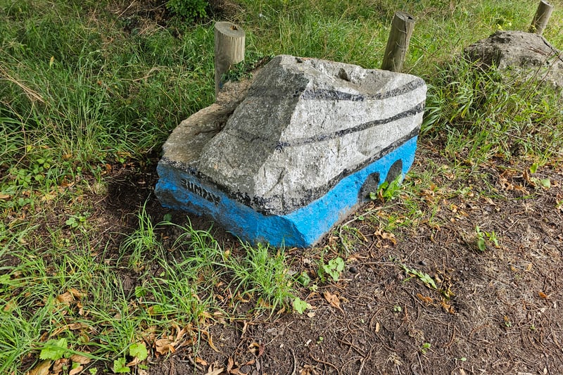 In King Weston estate, next to Shirehampton Road, we came across a rock painted as Mr Bump. We found it as we were making our way to the start of the trail.