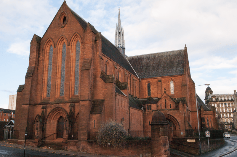 The Barony Hall, previously known as Barony Church, is a red sandstone Victorian neo-Gothic-style building on Castle Street in Townhead.  It is one of the few buildings in the area that survived the slum clearances of the 1950s and 1960s.