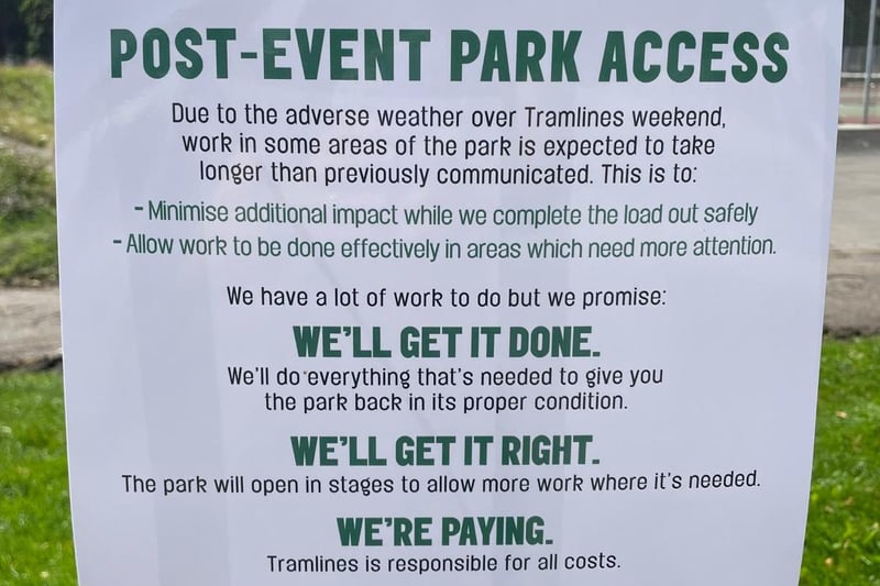 This notice from Tramlines organisers lays out some details of the plan for restoring Hillsborough Park