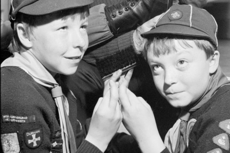 St Cuthberts Cubs were polishing boots at Dykelands Drill Hall in April 1986. Who are the Cubs in the picture? Photo: sg