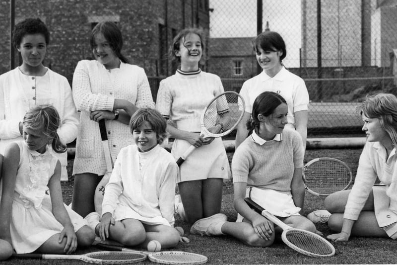 Girl competitors during a break in the South Shields and Westoe Lawn Tennis Club’s junior tennis tournament at Wood Terrace in July 1971.