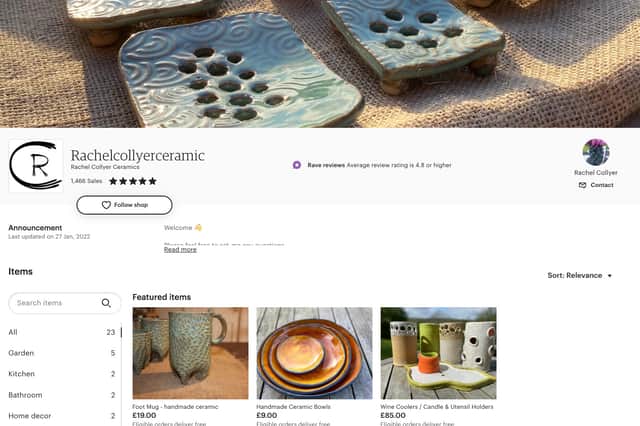 Rachel Collyer Ceramics on Etsy has a ‘rave review’ of 4.8 from 1,466 sales.