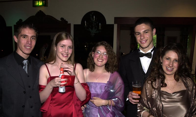 Stephen Lang, Victoria Furniss, Gemma Grayhurst, Martyn Davies, and Laura Surr at the  Notre Dame Sixth Form Prom in 2002